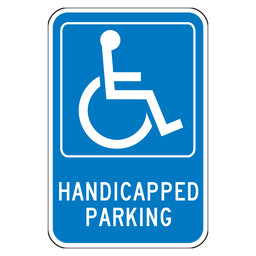 Blue Reflective Handicapped Parking Sign
