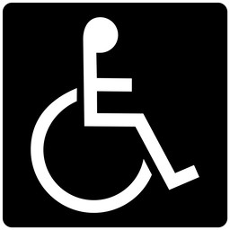 Black ADA Wheelchair Accessible Symbol Tactile Sign