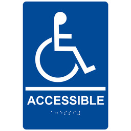 Blue ADA Braille ACCESSIBLE Sign, 9x6 in. Acrylic