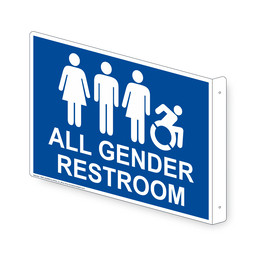 Projection-Mount Blue ALL GENDER RESTROOM Sign With Dynamic Accessibility Symbol