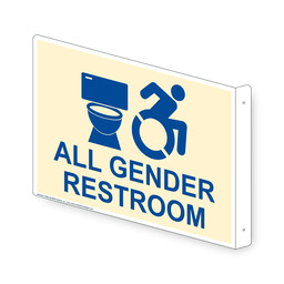 Projection-Mount Ivory ALL GENDER RESTROOM Sign With Dynamic Accessibility Symbol
