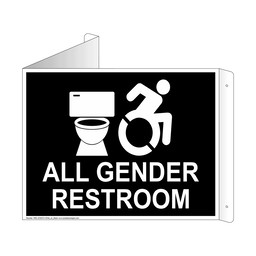 Black Triangle-Mount ALL GENDER RESTROOM Sign With Dynamic Accessibility Symbol