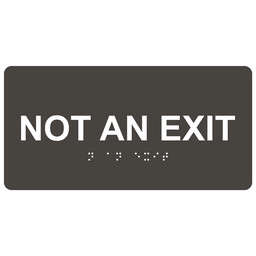 Charcoal Gray ADA Braille Not An Exit Sign with Tactile Text - RSME-480_White_on_CharcoalGray