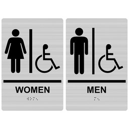 Accessible Restrooms Braille Sign Set, 9x6 in. Acrylic