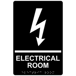 Black ADA Braille ELECTRICAL ROOM Sign, 9x6 in. Acrylic