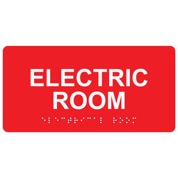 Red ADA Braille Electric Room Sign with Tactile Text - RSME-301_White_on_Red