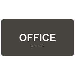 Charcoal Gray ADA Braille Office Sign with Tactile Text - RSME-485_White_on_CharcoalGray