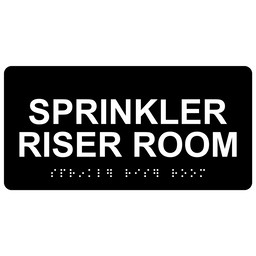 Black ADA Braille Sprinkler Riser Room Sign with Tactile Text - RSME-566_White_on_Black
