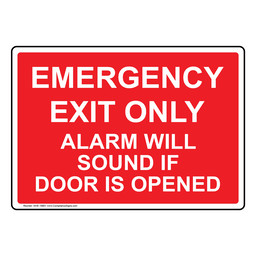 Emergency Exit Only Alarm Will Sound Sign NHE-19901