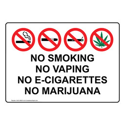 No Smoking No Vaping No E-Cigarettes Sign With Symbol