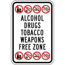 drug free cigarettes Safe Zone Signs - No Drugs - No Tobacco - No Weapons