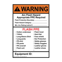 Portrait ANSI WARNING Arc Flash Hazard Appropriate PPE Require Sign