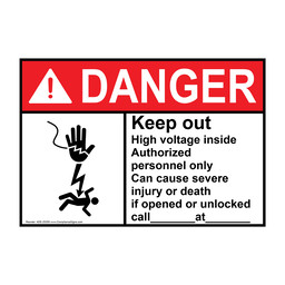 ANSI DANGER Keep out High voltage Sign with Symbol ADE-25255