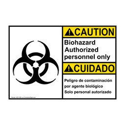 ANSI Biohazard Authorized Personnel Bilingual Sign