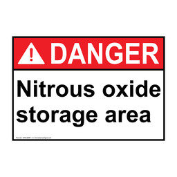 ANSI DANGER Nitrous oxide storage area Sign