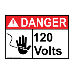 ANSI DANGER 120 Volts Sign with Symbol ADE-1020