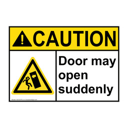 ANSI CAUTION Door may open suddenly Sign with Symbol