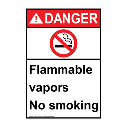 Portrait ANSI DANGER Flammable Vapors No Smoking Sign with Symbol