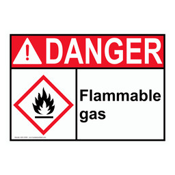 ANSI DANGER Flammable gas Sign with GHS Symbol