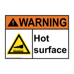 ANSI WARNING Hot surface Sign with Symbol