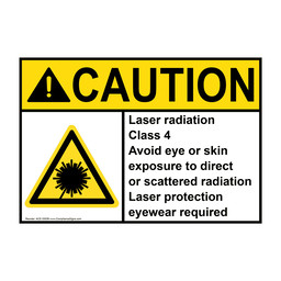 ANSI CAUTION Laser radiation Class 4 Avoid Sign with Symbol