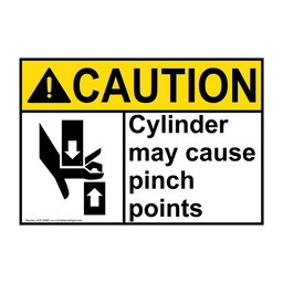 ANSI CAUTION Cylinder may cause pinch points Sign with Symbol ACE-32862