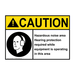 ANSI CAUTION Hazardous noise area Hearing Sign with Symbol ACE-36538
