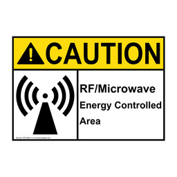ANSI CAUTION Rf/Microwave Energy Controlled Area Sign with Symbol ACE-8420