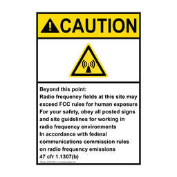 Portrait ANSI CAUTION Radio Frequency Fields FCC Rules Sign with Symbol ACEP-7934