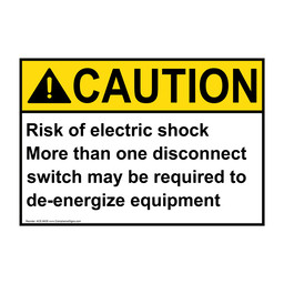 ANSI CAUTION Risk of electric shock More than one disconnect switch Sign ACE-8435