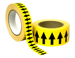 ASME A13.1 Black Arrows On Yellow Tape Roll ArrowRoll-Black_on_Yellow