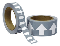 ASME A13.1 White Arrows On Gray Tape Roll ArrowRoll-White_on_Gray
