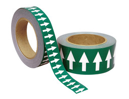 ASME A13.1 White Arrows On Green Tape Roll ArrowRoll-White_on_Green