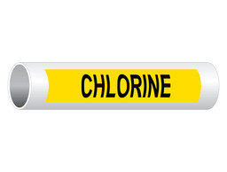 ASME A13.1 Chlorine Black On Yellow Pipe Label