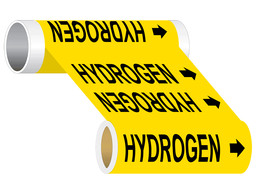 ASME A13.1 Hydrogen Wide Pipe Label PIPE-23725_WideRoll_Black_on_Yellow