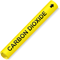 Coiled Black-on-Yellow Carbon Dioxide Pipe Marker