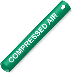 Coiled White-on-Green Compressed Air Pipe Marker