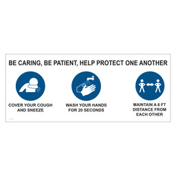 Be Caring, Be Patient, Help Protect Contractor-Grade Banner, 10x4 ft. Polyester Mesh