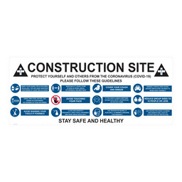 Construction Site Protect Yourself Contractor-Grade COVID-19 Banner, 120x60 in. Polyester Mesh