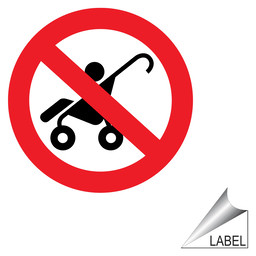 No Strollers Symbol Label for Dining / Hospitality / Retail LABEL_PROHIB_82