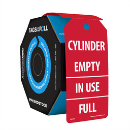 Cylinder Empty-In Use-Full (White On Red) Safety Tags by the Roll