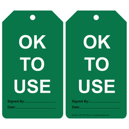 Green OK TO USE Safety Tag