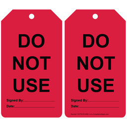 Red DO NOT USE Safety Tag