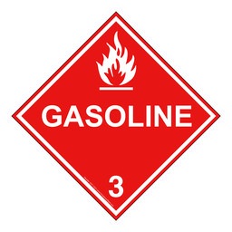 DOT GASOLINE 3 Class 3 Placard or Label