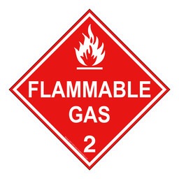 DOT FLAMMABLE GAS 2 Class 2 Placard or Label