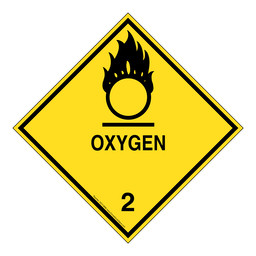 DOT OXYGEN 2 Class 2 Placard or Label