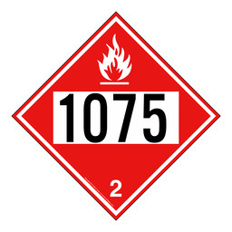 DOT FLAMMABLE 2 1075 Class 2 Placard or Label