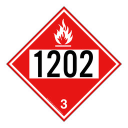 DOT FLAMMABLE 3 1202 Class 3 Placard or Label