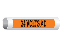 24 Volts AC Black on Orange Pipe Label