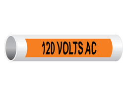 120 Volts Ac Black on Orange Pipe Label